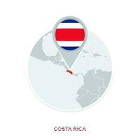 costa rica mapa y bandera, vector mapa icono con destacado costa rica