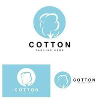 Cotton Logo, Soft Cotton Flower Design Vector Natural Organic Plants Apparel Materials And Beauty Textiles