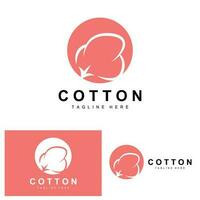 Cotton Logo, Soft Cotton Flower Design Vector Natural Organic Plants Apparel Materials And Beauty Textiles