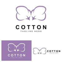 Cotton Logo, Soft Cotton Flower Design Vector Natural Organic Plants Apparel Materials And Beauty Textiles