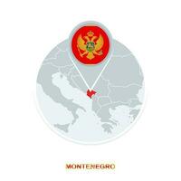 montenegro mapa y bandera, vector mapa icono con destacado montenegro