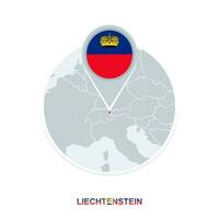 Liechtenstein map and flag, vector map icon with highlighted Liechtenstein