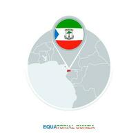 Equatorial Guinea map and flag, vector map icon with highlighted Equatorial Guinea