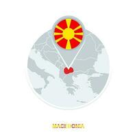 Macedonia map and flag, vector map icon with highlighted Macedonia