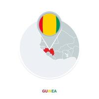 Guinea map and flag, vector map icon with highlighted Guinea