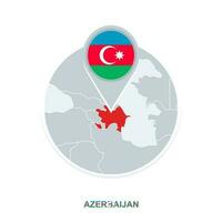 Azerbaijan map and flag, vector map icon with highlighted Azerbaijan