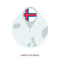 Faroe Islands map and flag, vector map icon with highlighted Faroe Islands