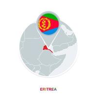 Eritrea map and flag, vector map icon with highlighted Eritrea