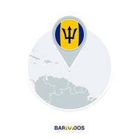 barbados mapa y bandera, vector mapa icono con destacado barbados