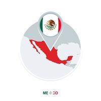 Mexico map and flag, vector map icon with highlighted Mexico