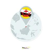 Brunei mapa y bandera, vector mapa icono con destacado Brunei