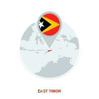 East Timor map and flag, vector map icon with highlighted East Timor