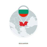 Bulgaria map and flag, vector map icon with highlighted Bulgaria