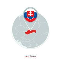 Slovakia map and flag, vector map icon with highlighted Slovakia