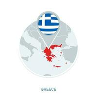 Greece map and flag, vector map icon with highlighted Greece