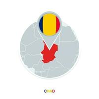 Chad mapa y bandera, vector mapa icono con destacado Chad