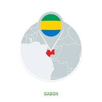 Gabon map and flag, vector map icon with highlighted Gabon