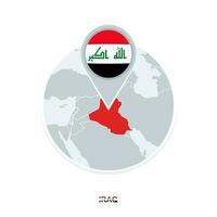 Iraq map and flag, vector map icon with highlighted Iraq