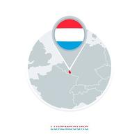 Luxembourg map and flag, vector map icon with highlighted Luxembourg