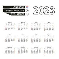 2023 calendario en holandés idioma, semana empieza desde domingo. vector