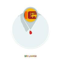 Sri Lanka map and flag, vector map icon with highlighted Sri Lanka