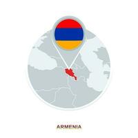 Armenia map and flag, vector map icon with highlighted Armenia