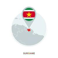 Surinam mapa y bandera, vector mapa icono con destacado Surinam