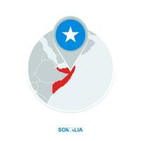 Somalia map and flag, vector map icon with highlighted Somalia