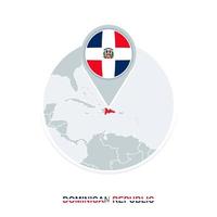 Dominican Republic map and flag, vector map icon with highlighted Dominican Republic