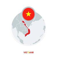 Vietnam map and flag, vector map icon with highlighted Vietnam