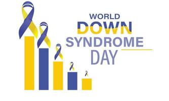 World Down Syndrome Day. Web Banner, Poster or Card. Blue and Yellow Ribbon. Symbol of genetic illness. vector