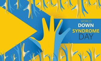 World Down Syndrome Day. Web Banner, Poster or Card. Blue and Yellow Ribbon. Symbol of genetic illness. vector