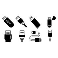 Usb icon vector set. flash drive illustration sign collection. storage symbol.