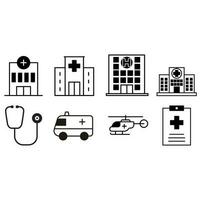 clínica icono vector colocar. hospital ilustración signo. ayuda símbolo. enfermería logo. ambulancia marca.