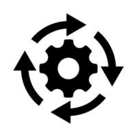 Workflow process icon in flat style. Gear cog wheel with arrows vector illustration on white isolated background. Workflow business concept.