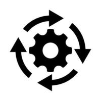 Workflow process icon in flat style. Gear cog wheel with arrows vector illustration on white isolated background. Workflow business concept.