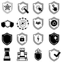 Defense icon vector set. Computer Security illustration sign collection. Shield symbol.