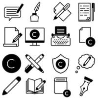 Copyrighting icon vector set. copy writing illustration sign collection. write symbol or logo.