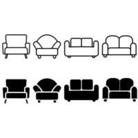 Furniture black icons Vector set. Furniture illustration symbol collection.