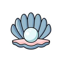 Vector icon illustration. Colorful seashell with pearl.