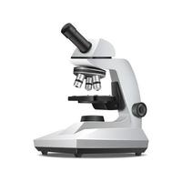 3d realista vector icono. laboratorio equipo microscopio. sience y biología laboratorio, química, farmacéutico concepto. lado ver