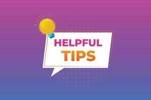 Helpful tips message bubble with light bulb vector illustration