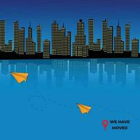 We have moved banner new location announcement vector illustration