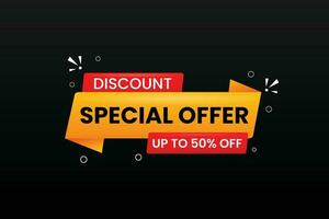 Discount special offer banner on a black background vector