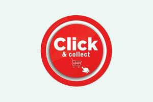 Click and collect button and website vector icon desi