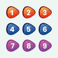 Colorful bullet points numbers with button style and game level selection button design. vector