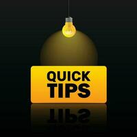Quick tips with light bulb vector illustration.