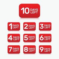 Days left countdown banner sticker design. vector