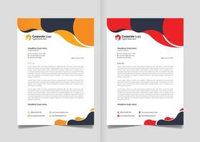 Minimal Corporate Business Modern Letterhead Design Template Creative Abstract Official Pad with Orange, Red and Black Color. vector