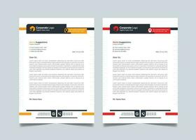 Minimal Corporate Business Modern Letterhead Design Template Creative Abstract Official Pad with Yellow and Red Color. vector